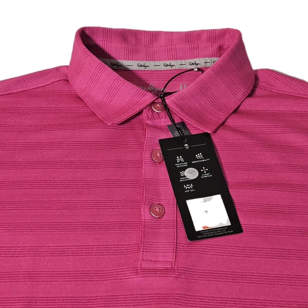 NWT Walter Hagen Perfect 11 Men's Disco Pink Berry Polo Golf Shirt Size S New